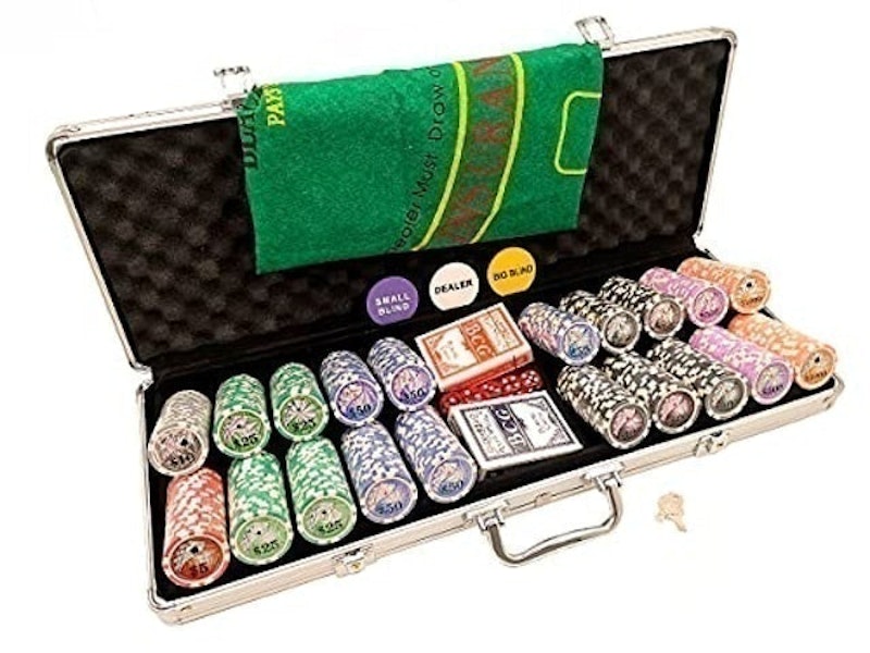 Kit Jogo Poker profissional Texas Hold'em 200 Fichas Numeradas + Feltro