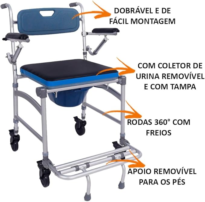 Cadeira Banho Alumínio 150 kg Desmontável 2