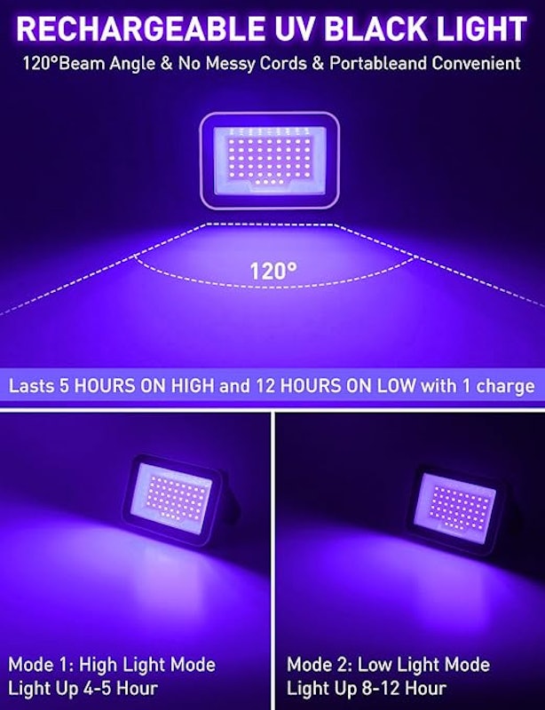 Luz Negra de LED Recarregável 5