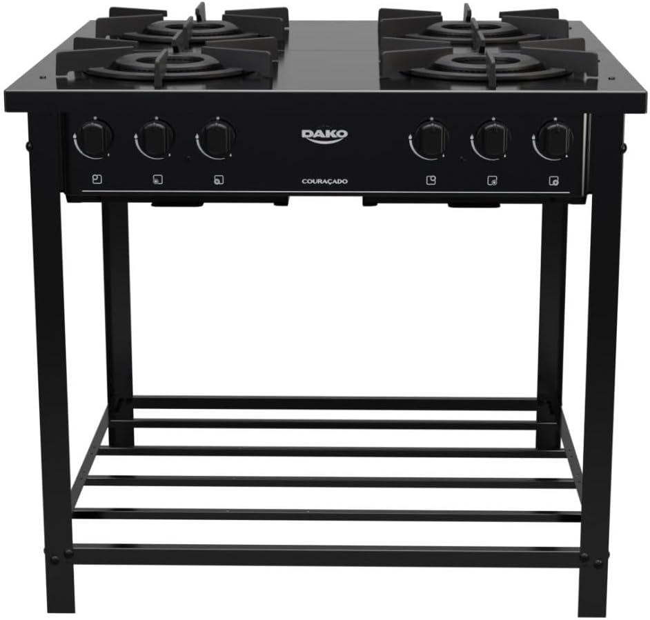 Fogão Industrial 4 Bocas Preto com Dupla Chama Dako Couraçado 2