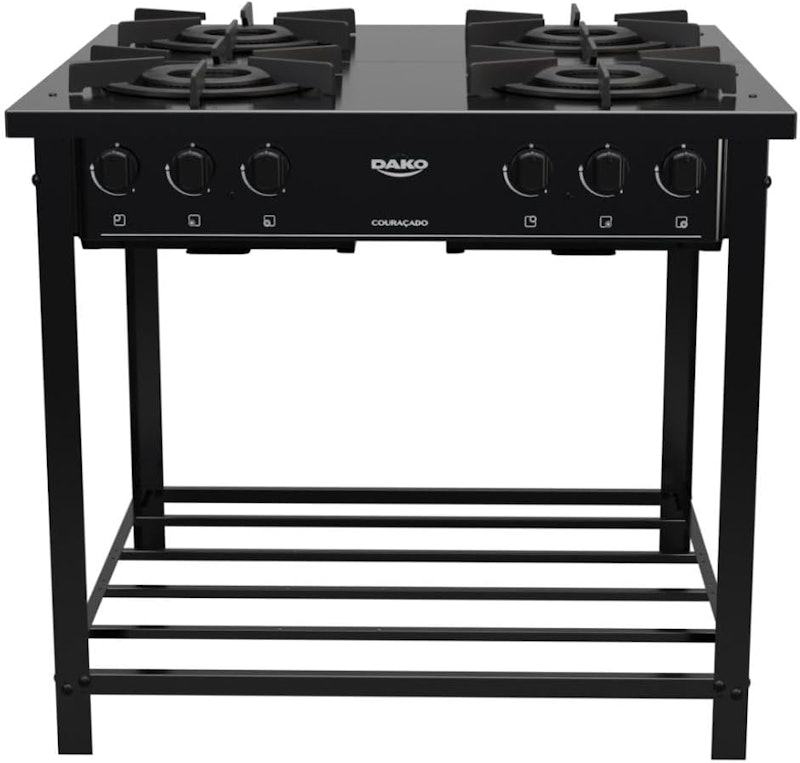 Fogão Industrial 4 Bocas Preto com Dupla Chama Dako Couraçado 2
