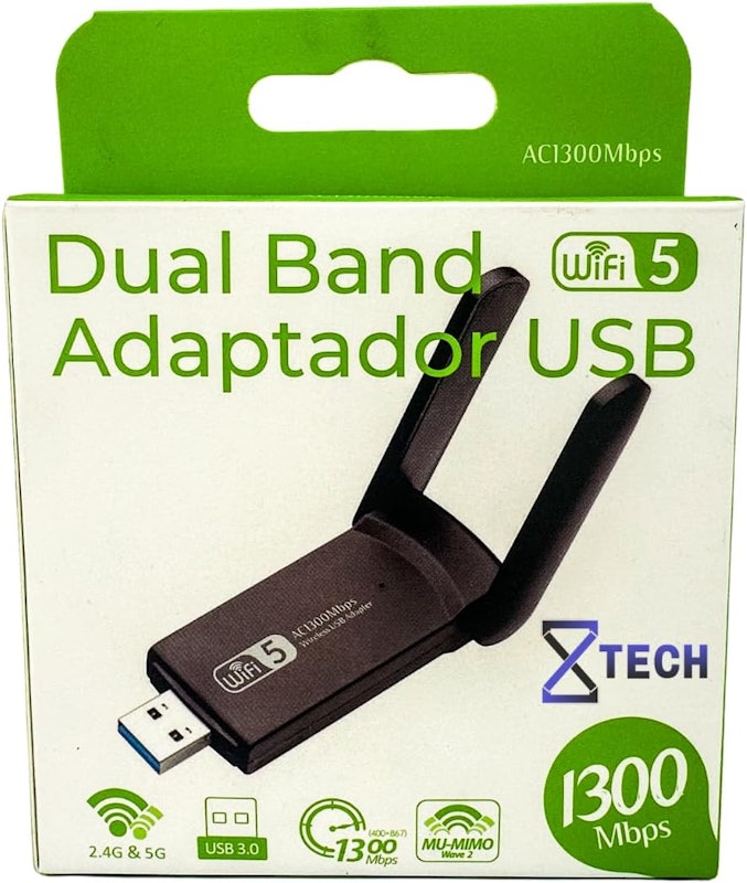 Adaptador Wi-Fi USB Dual Band AC1300 1