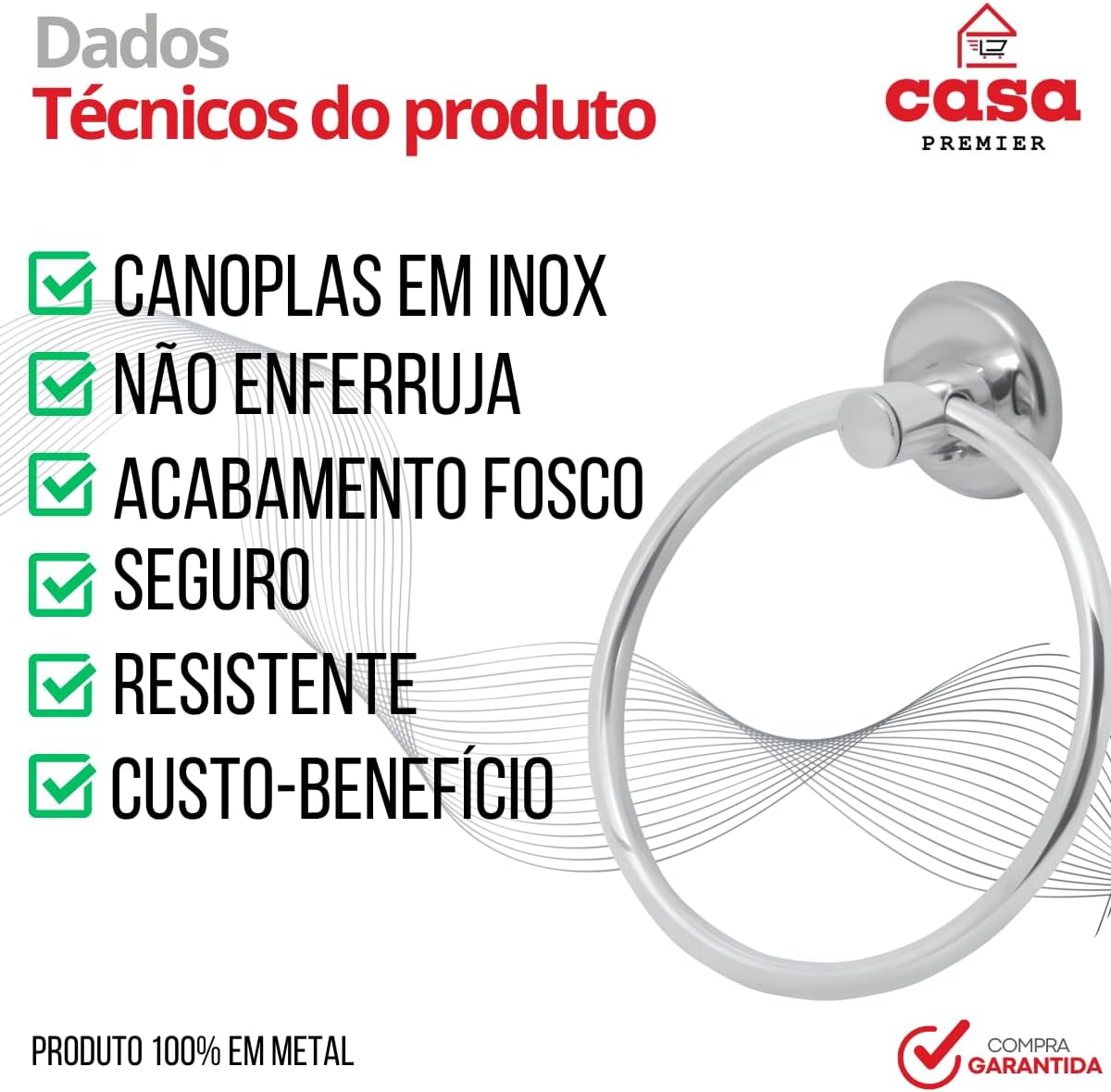 Porta-Toalha de Rosto Argola Stander 5