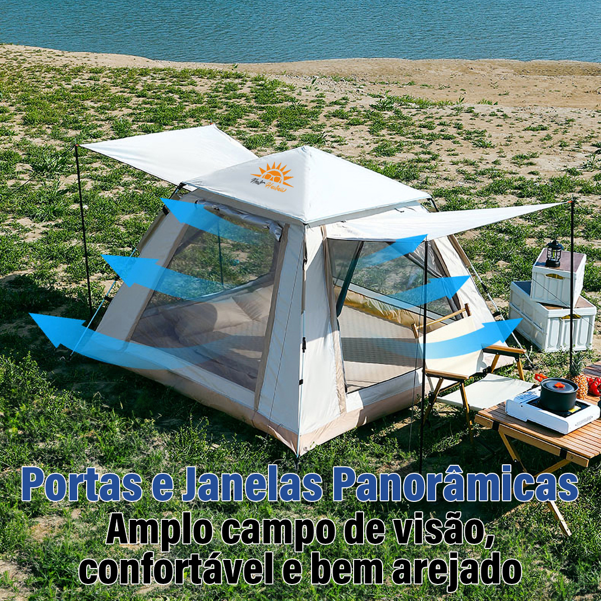 Barraca Automática New Hawaii até 4 Pessoas Impermeável Praia Bege 5