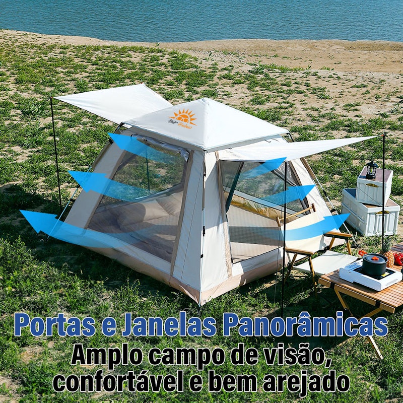 Barraca Automática New Hawaii até 4 Pessoas Impermeável Praia Bege 5