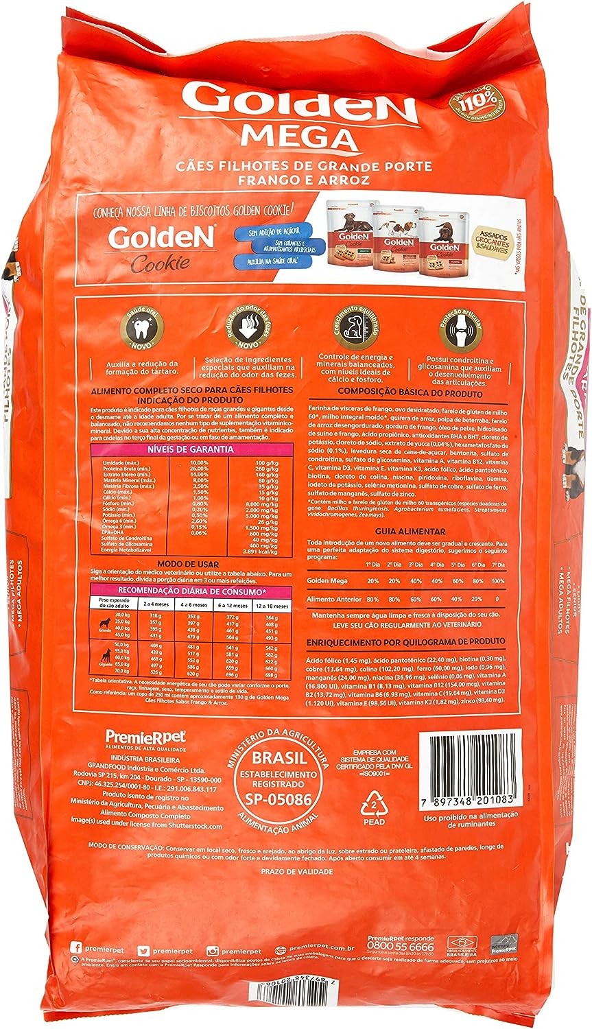 GoldeN Mega Cães Filhotes Porte Grande & Gigantes Frango & Arroz 3