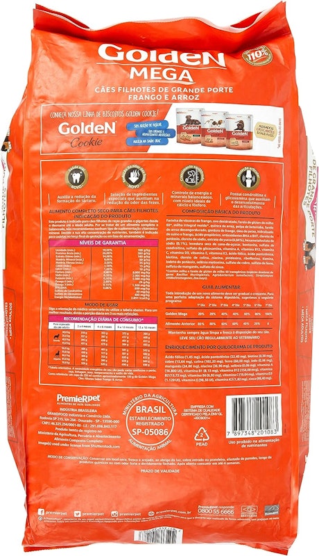 GoldeN Mega Cães Filhotes Porte Grande & Gigantes Frango & Arroz 3