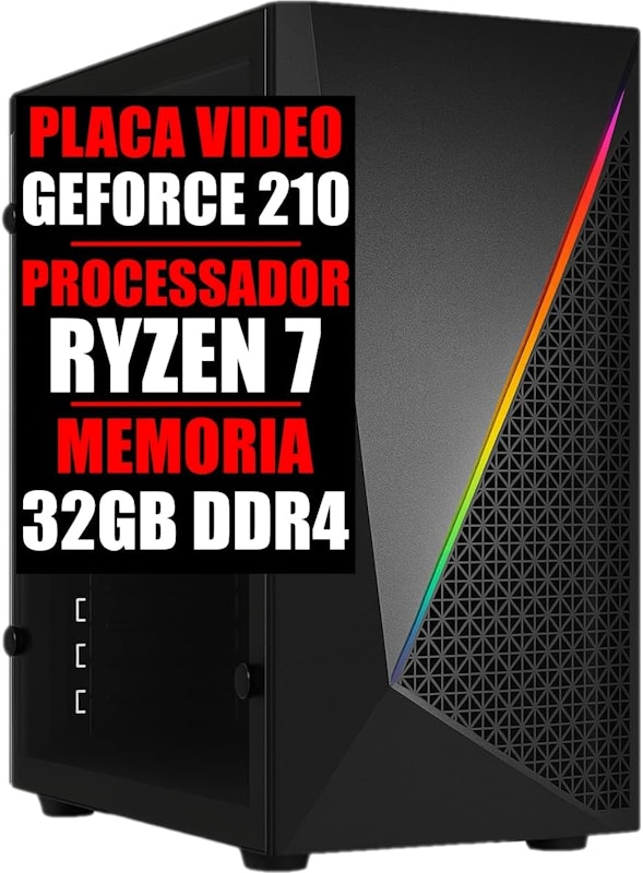 PC Gamer Ryzen 7, GeForce 210, 16 GB DDR4, SSD 480 GB 1