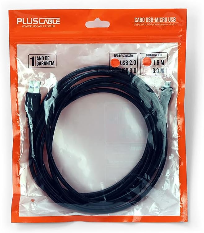 Cabo USB para Micro-USB 1,8 m Pluscable 4