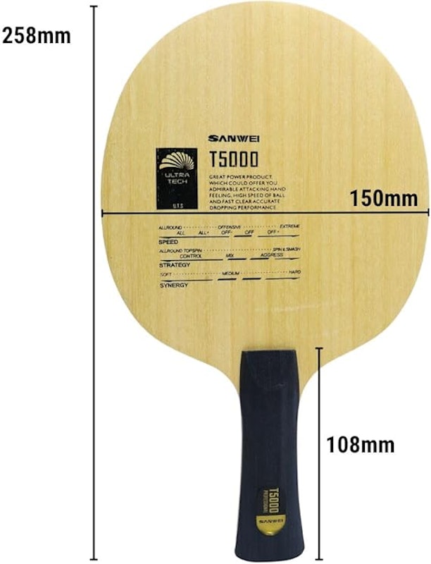 Raquete Tênis de Mesa T5000 Profissional Carbono 3