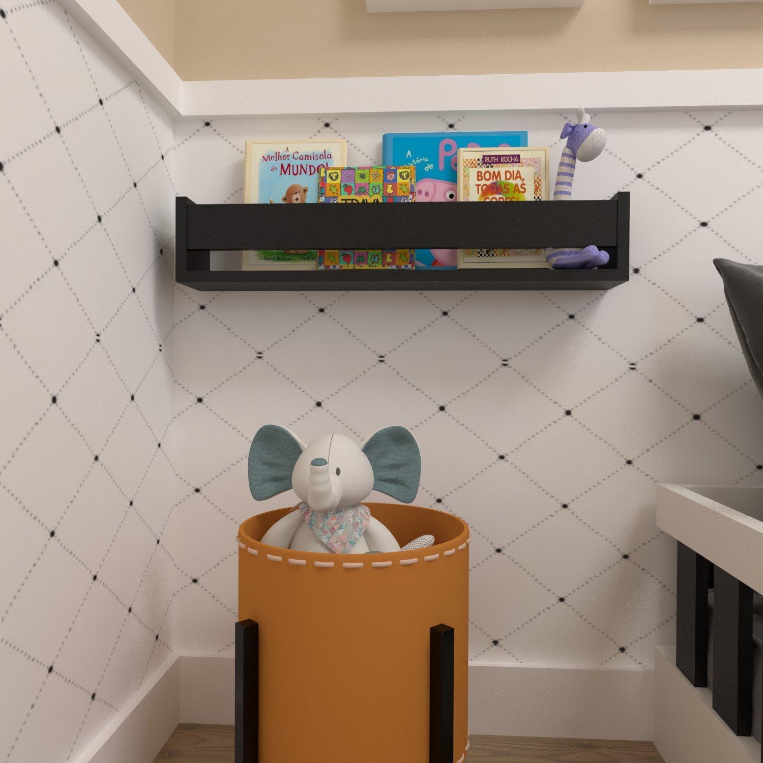 Prateleira Infantil de Livros e Decoração Preto 4