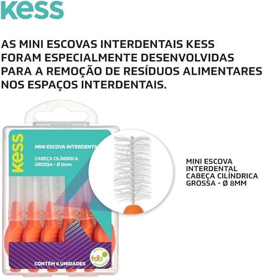 Mini Escova Interdental Cilíndrica Grossa 8 mm com 6 Unidades 4