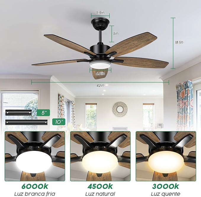 Ventilador de Teto com Luz LED e Controle Remoto Airwit 2