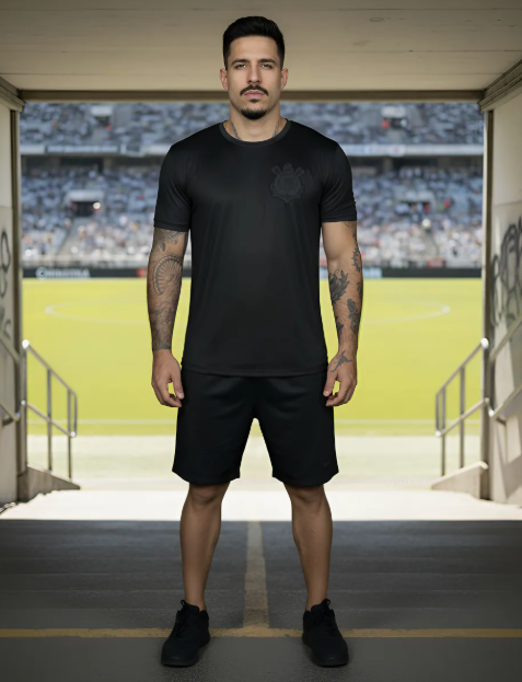 Camisa Corinthians All Black Bordado Oficial 4