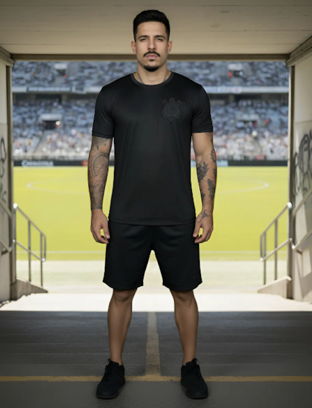 Camisa Corinthians All Black Bordado Oficial 4
