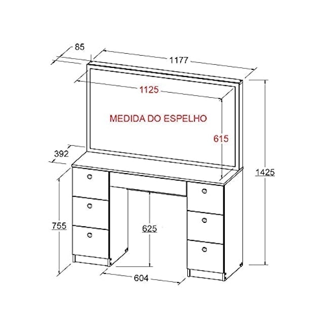 Penteadeira Simples Acetinado  3