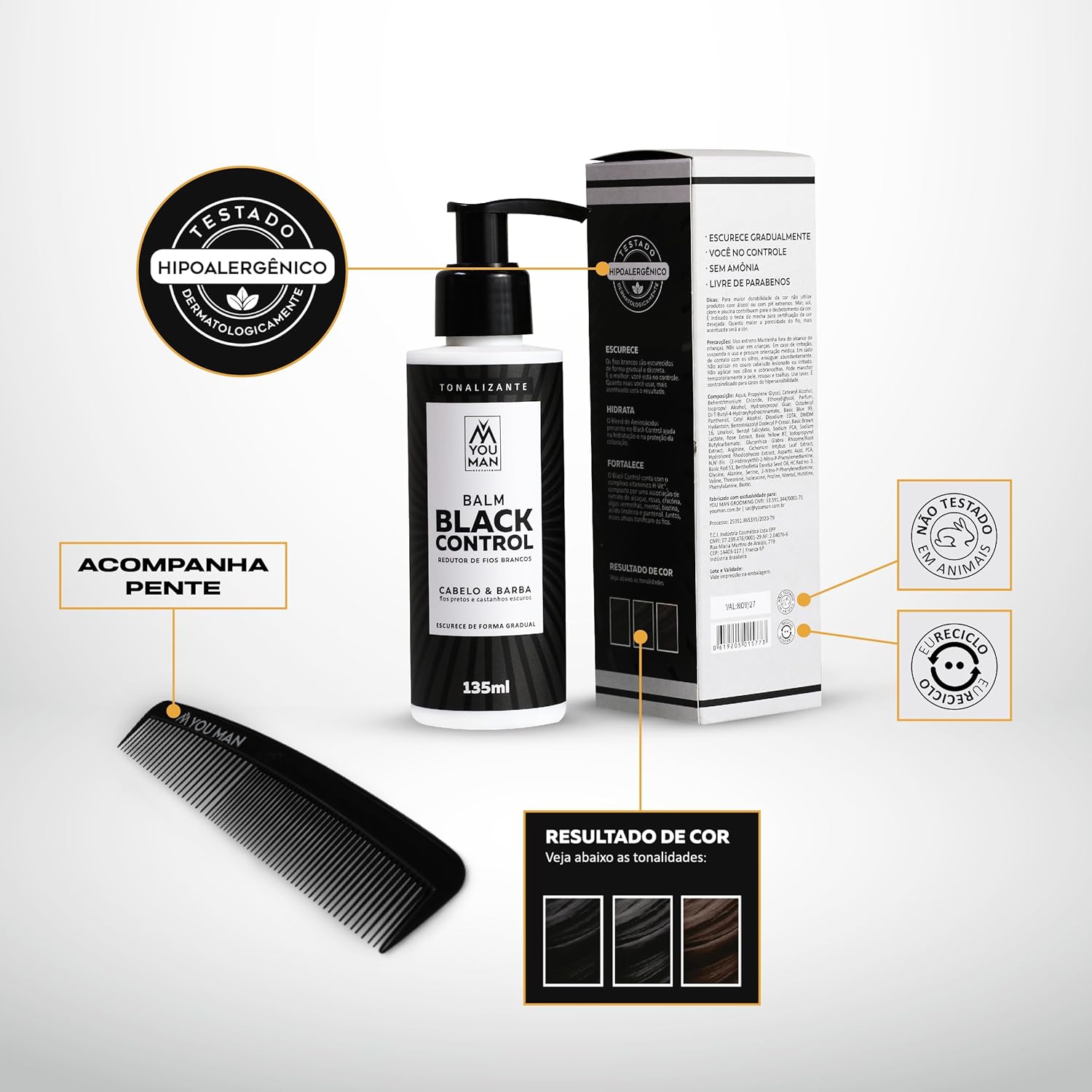 Balm Escurecedor Black Control Cabelo e Barba 3