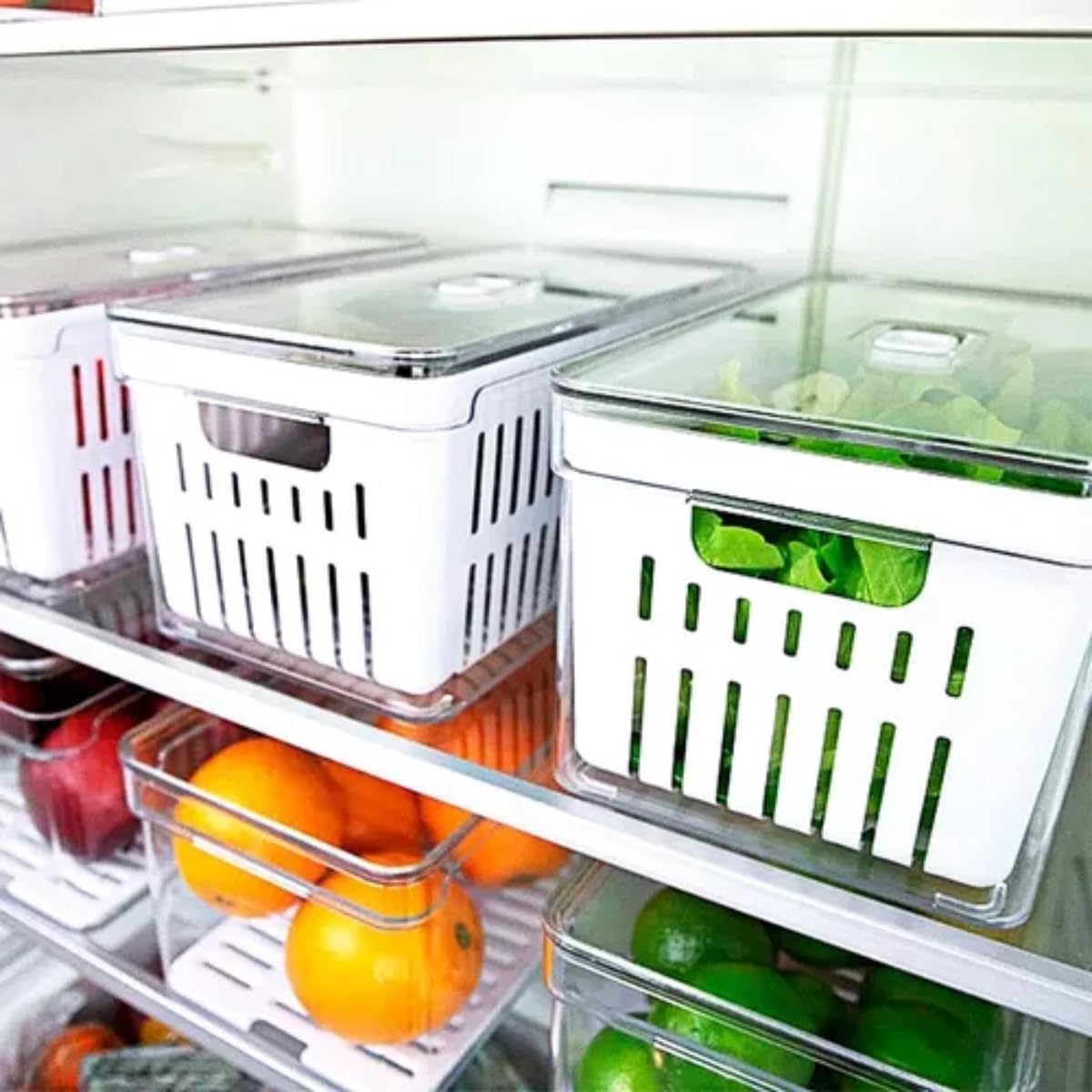 Kit 3 Organizadores Geladeira Âncora Shopp Hermético Acrílico Transparente 5