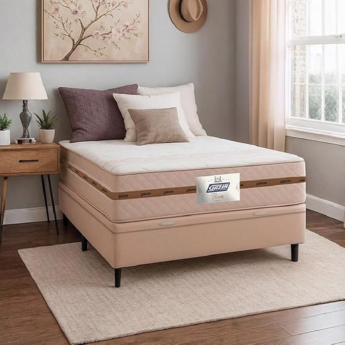 Cama Box Baú Casal Colchão Gazin Molas Flora Bege 2