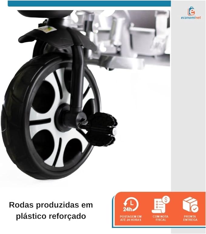 Triciclo Infantil Empurrador Com Capota 2 em 1 Zupa 5