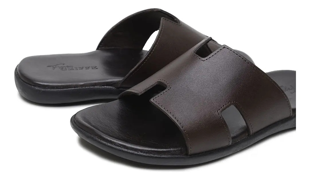 Chinelo Sandália Masculina em Couro NJ 2