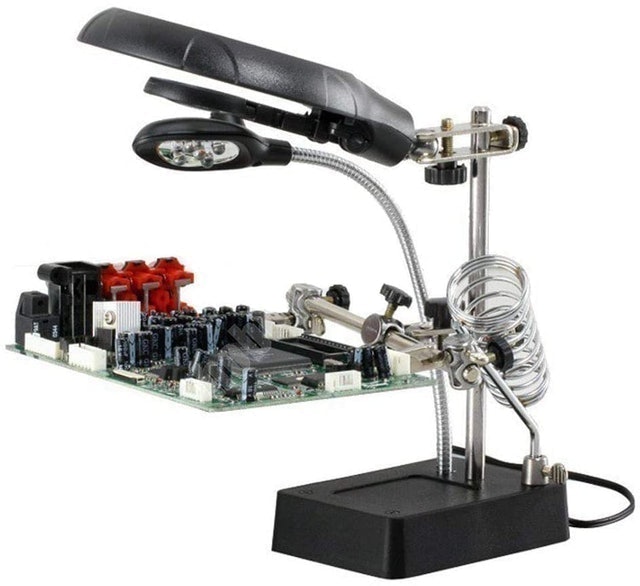 Lupa Mesa Bancada 5 LEDs com 3 Lentes 2