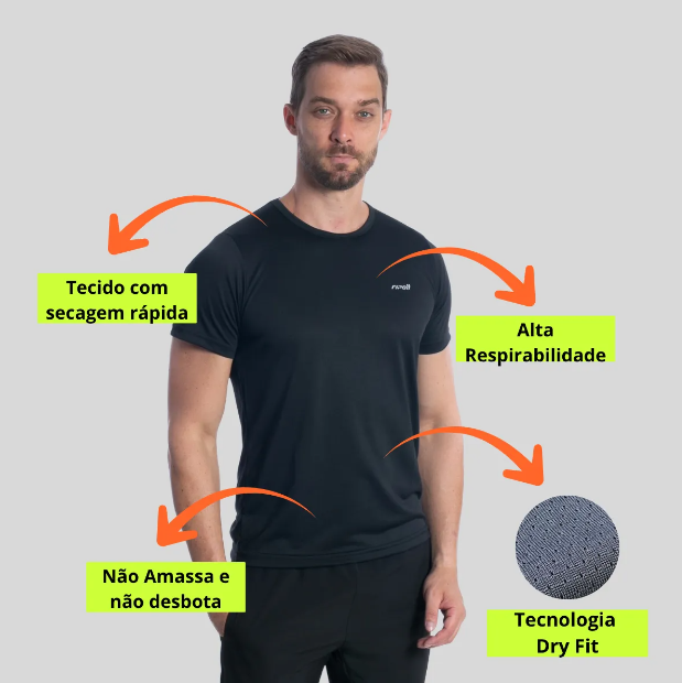 Kit 3 Camiseta Camisa Masculina Dry Fit 3