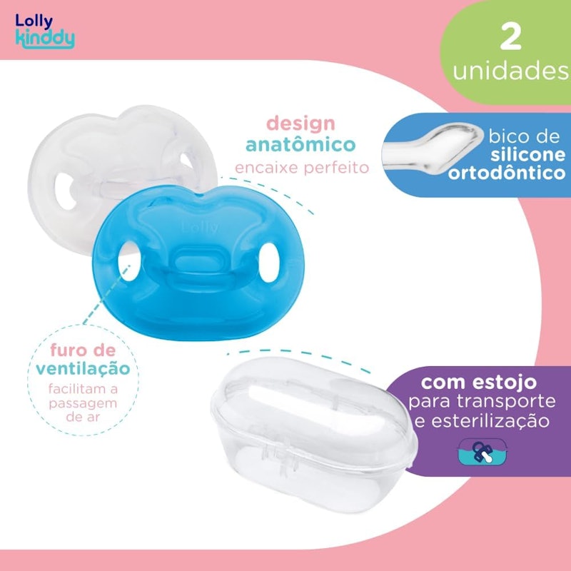 Chupeta 100% Silicone Lolly Kinddy 2