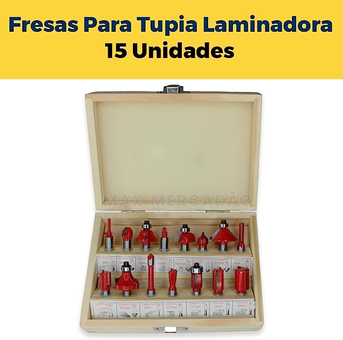 Jogo de Fresas para Tupia e Madeira 15 Peças 4