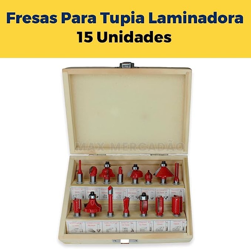 Jogo de Fresas para Tupia e Madeira 15 Peças 4