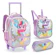 DENLEX Mochila Infantil Feminina 16″ com Rodas + Lancheira + Estojo 1