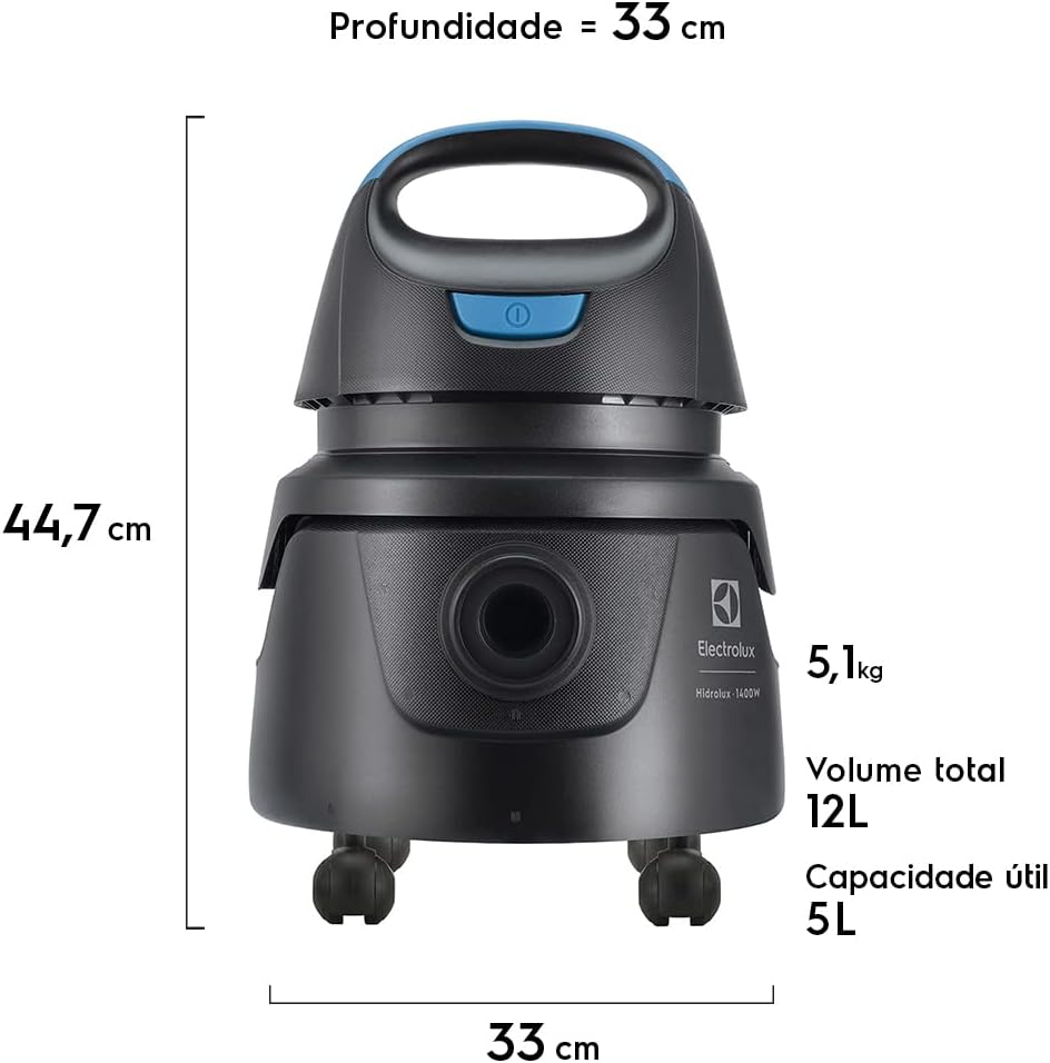 Aspirador de Pó e Água Electrolux 1400W com Conjunto de Acessórios e Rodas 360° 5