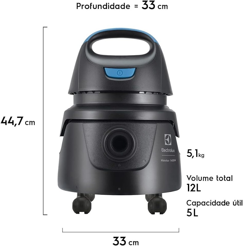 Aspirador de Pó e Água Electrolux 1400W com Conjunto de Acessórios e Rodas 360° 5