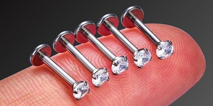 Kit 2 Piercings Zircônia Dourado e Prata Titânio Hipoalergênico 2
