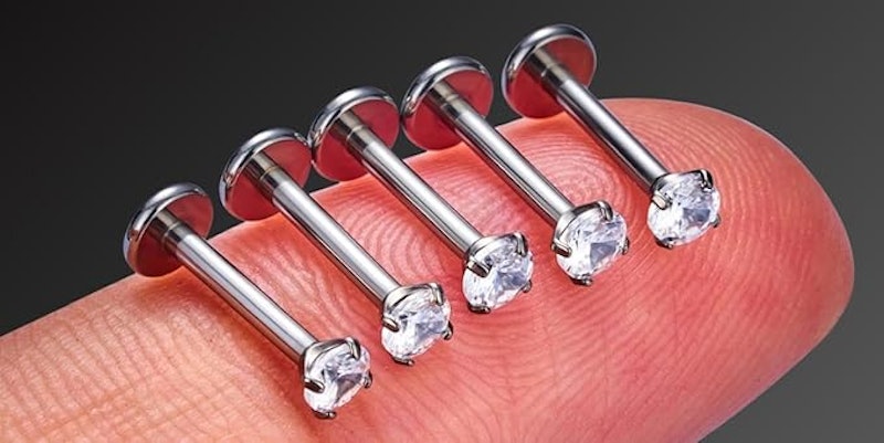 Kit 2 Piercings Zircônia Dourado e Prata Titânio Hipoalergênico 2