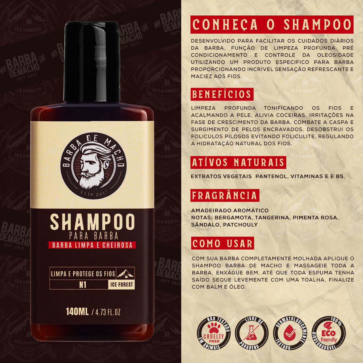 Kit Básico para Barba, Shampoo, Balm e Óleo 3