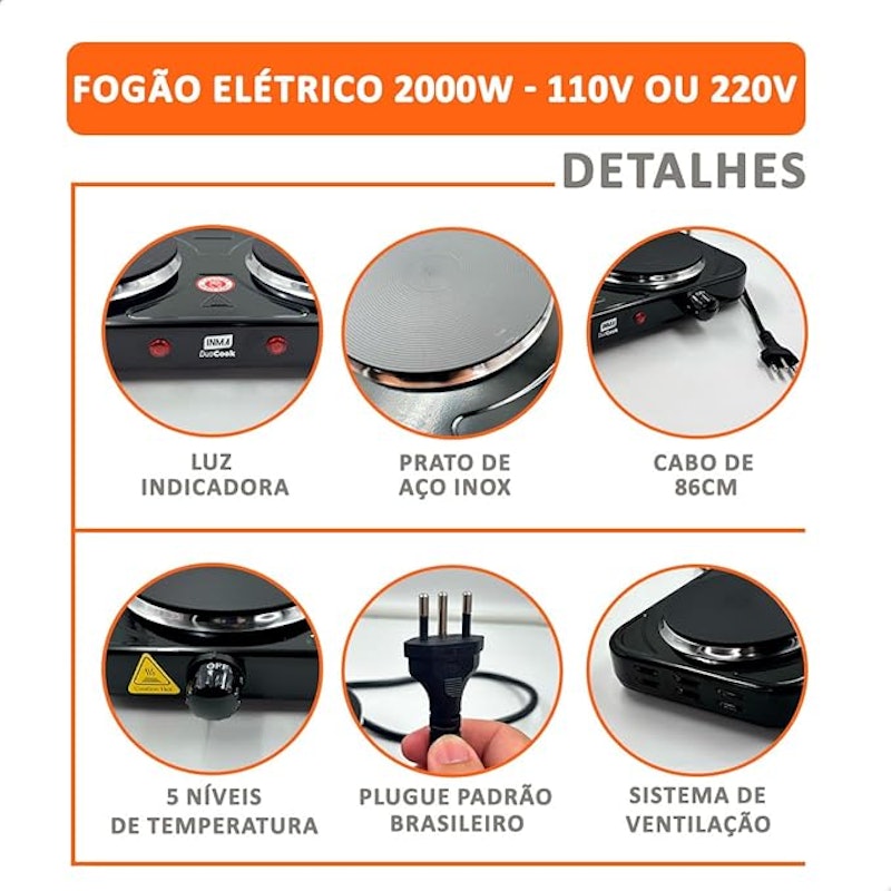 Fogão Elétrico 2 Bocas Inma 3