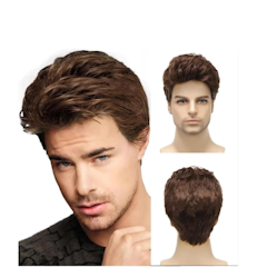 Peruca Masculina Marrom Curta