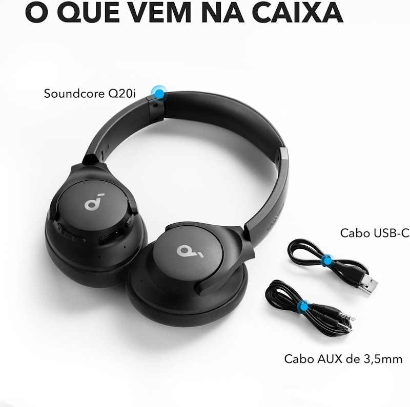 Fones de Ouvido Híbridos com Cancelamento de Ruído Ativo Soundcore 4