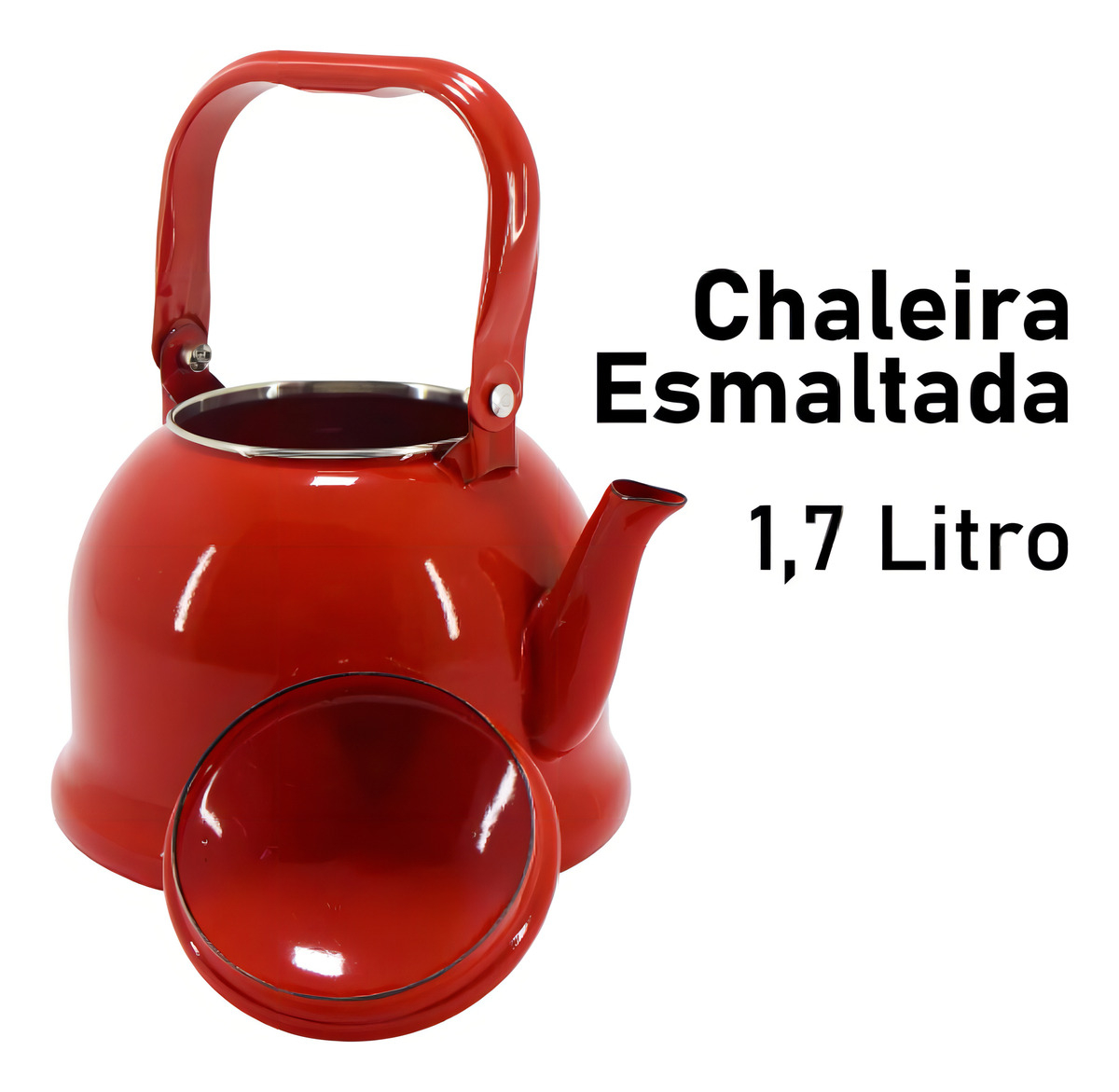 Chaleira Retrô Vermelha 1700 ml Ferro Esmaltado 3