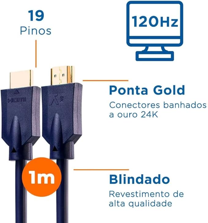 Cabo HDMI 2.1 8K com 1 m 5
