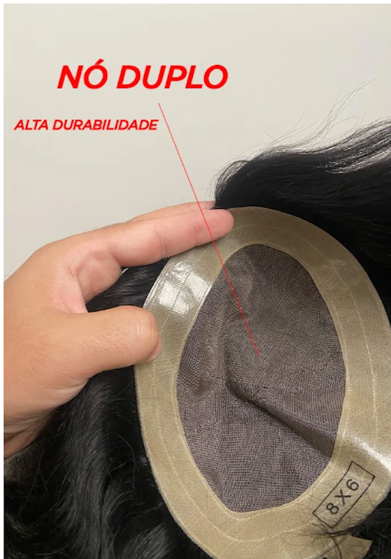 Prótese Capilar Masculina Híbrida Respirável Cabelo Humano 4