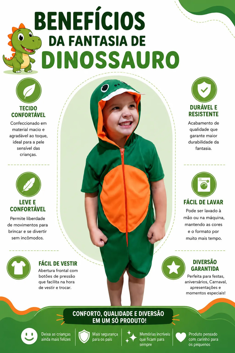 Fantasia Dinossauro Infantil Masculina 3