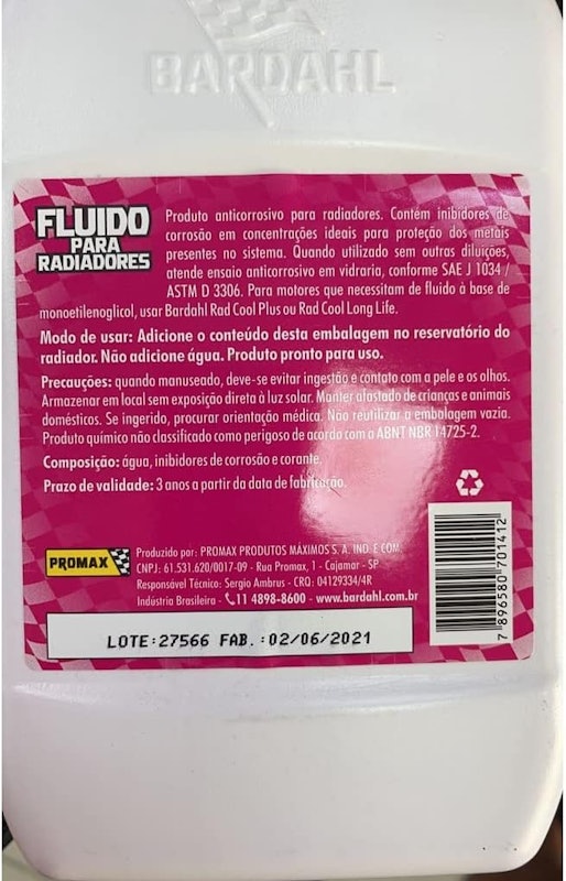 Fluido para Radiadores Bardhal 2