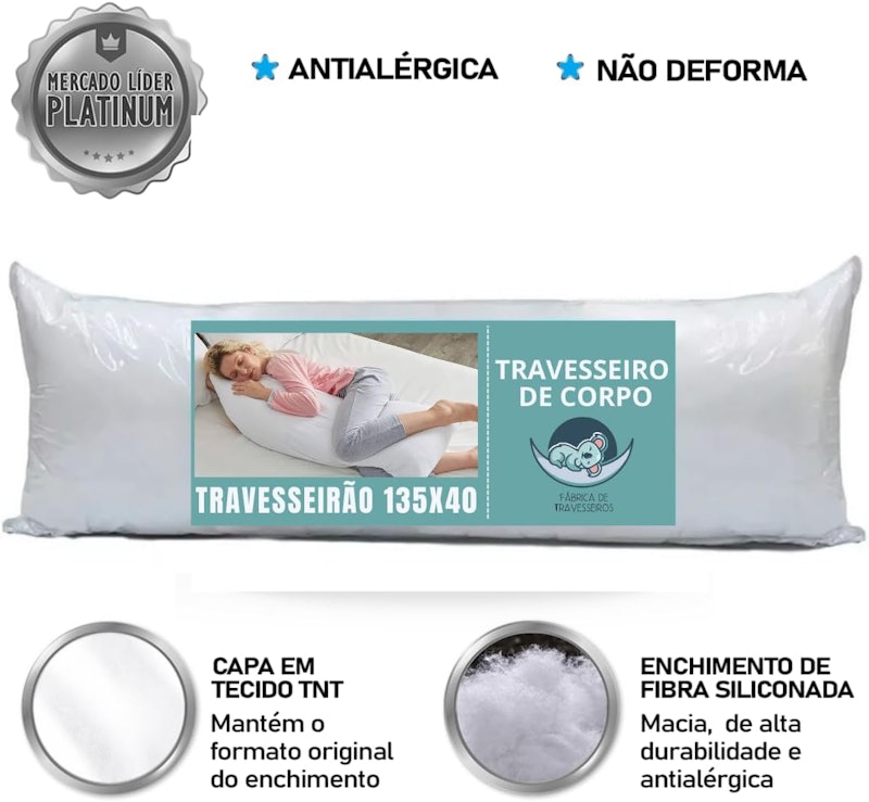 Kit 2 Travesseiro de Corpo Xuxão Imperméavel 4