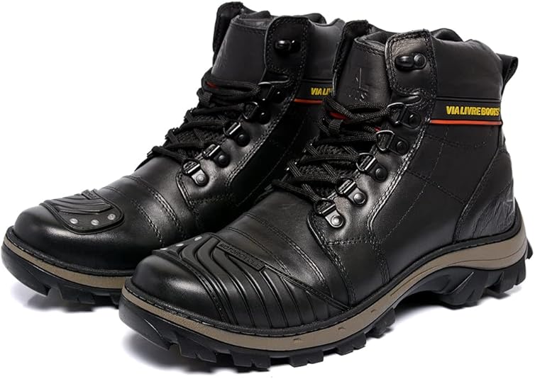 Bota Motociclista em Couro Legítimo com Proteção Marcha 3