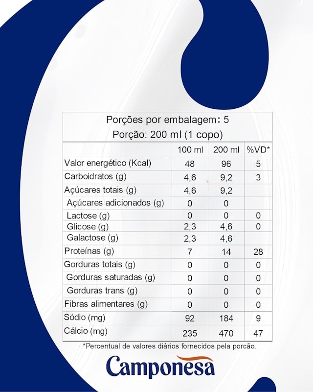 Leite Zero Lactose Desnatado Camponesa 2