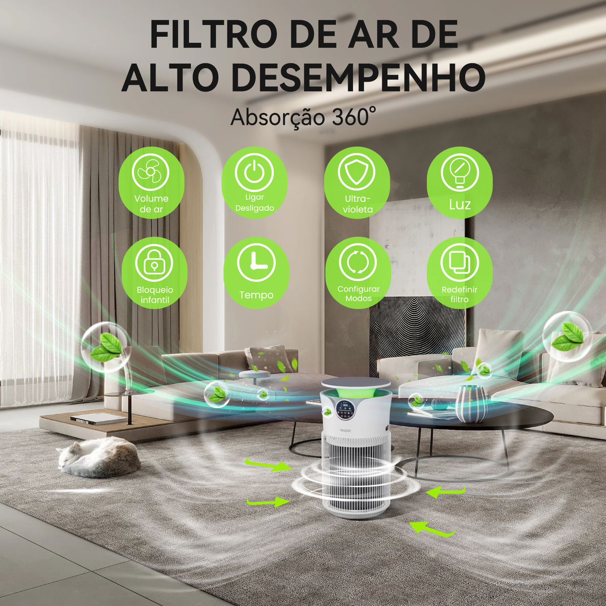 Purificador Ionizador e Ozonizador de Ar New Pet 5