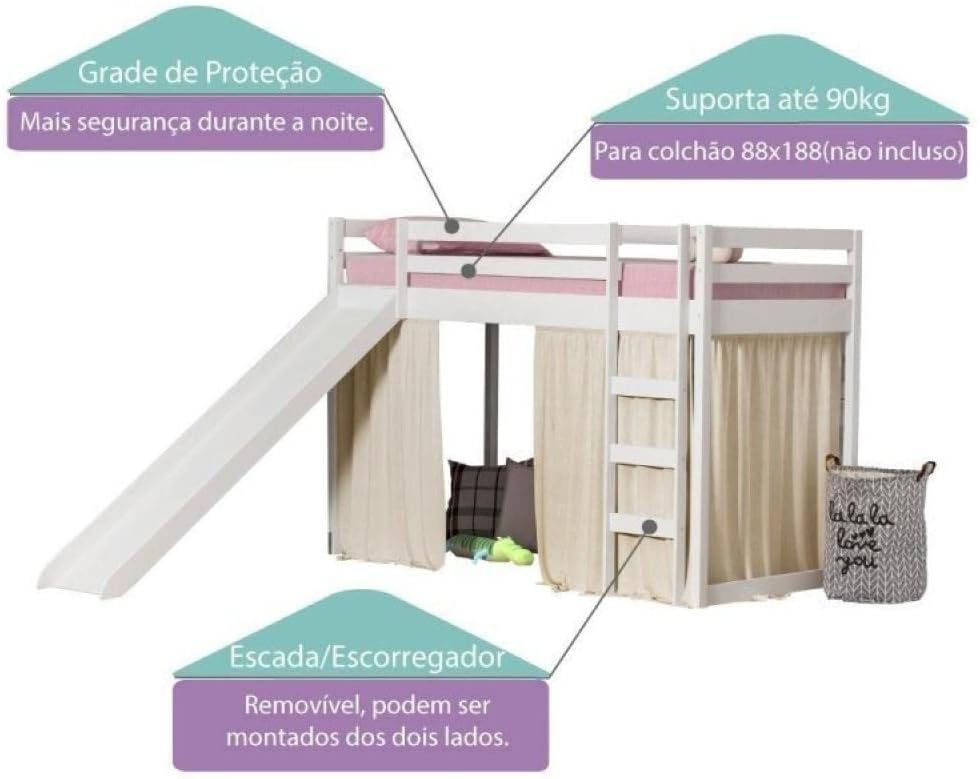 Cama Infantil Prime Alta II com Telhado II 3
