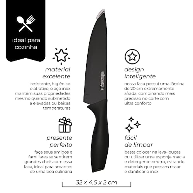Faca Chef Profissional em Aço Inox 2